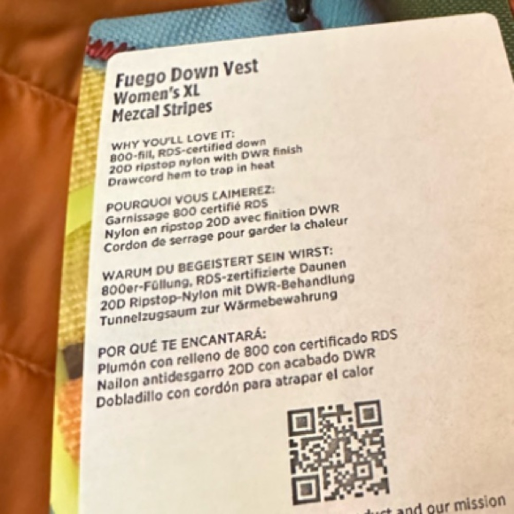 Cotopaxi Orange and Purple Fuego Down Vest. Womens XL. NWT. - Picture 13 of 13